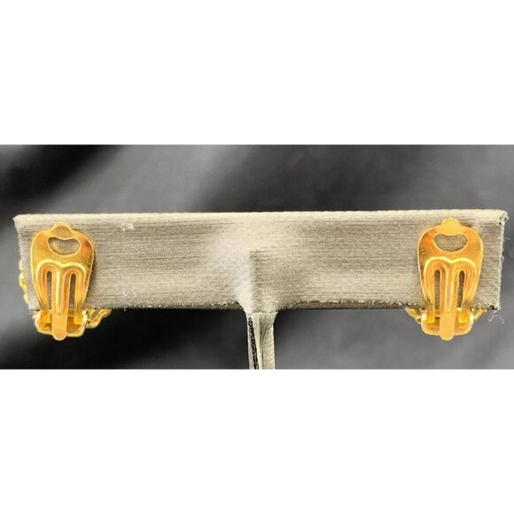 Micro Mosaic Earrings Flower Oval Gold Tone Clip On Stud Post 1.5" Italy - Picture 5 of 6